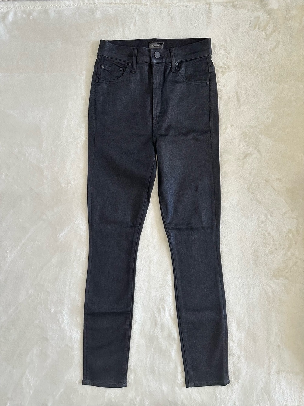MOTHER The Swooner Ankle Wet Paint Coated Jeans Size 25